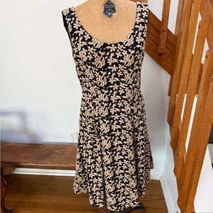 Betsey Johnson Black Dress with Cream Floral Embroidery